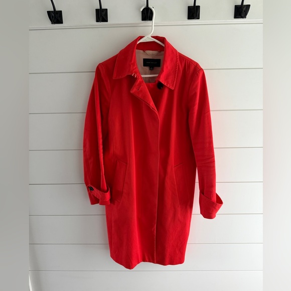 Ann Taylor Jackets & Blazers - Ann Taylor Vibrant Red/Orange Trench Coat, Size Medium